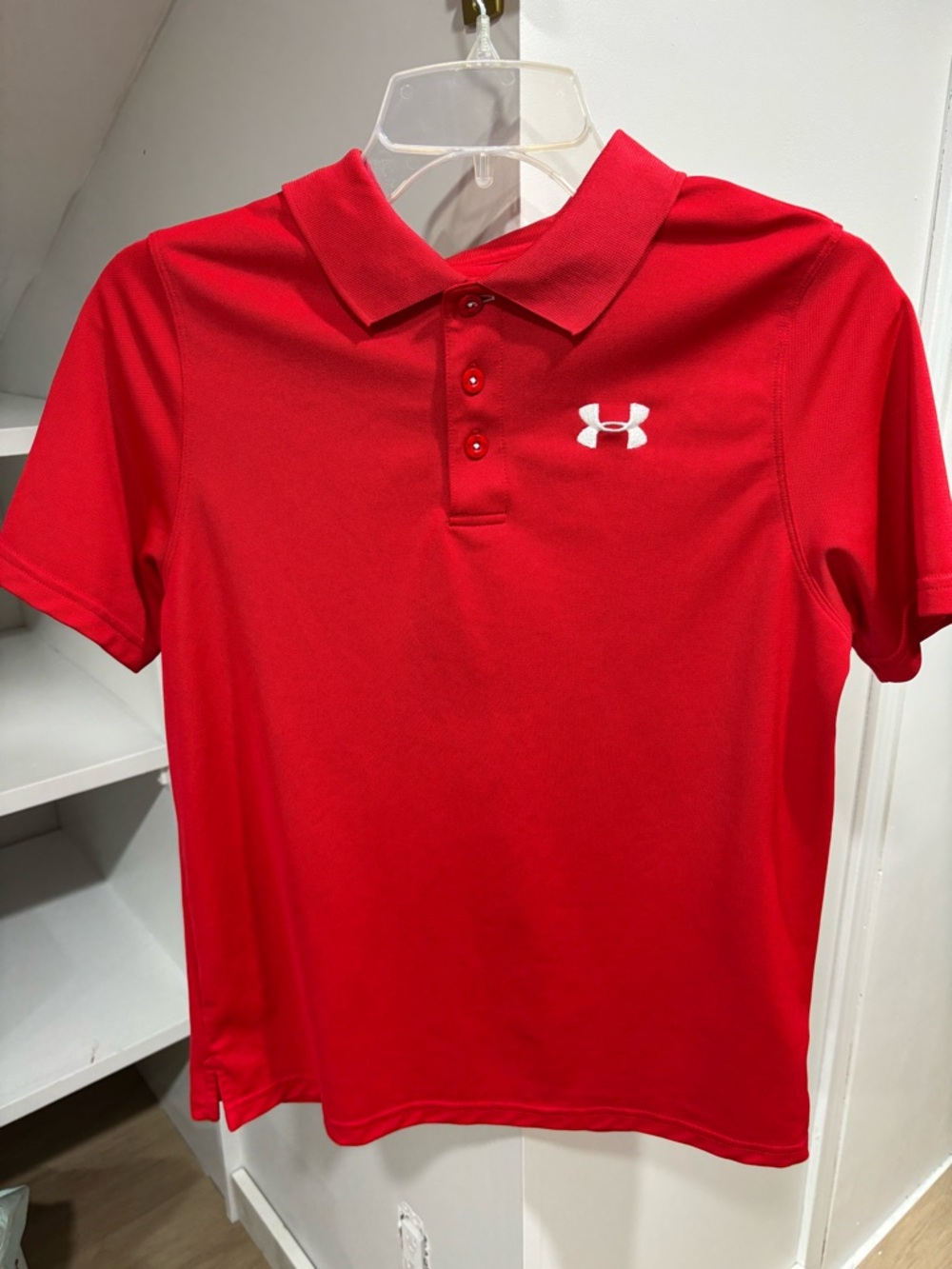 Under Armour Youth XL Red Short-Sleeve Polo with White Logo